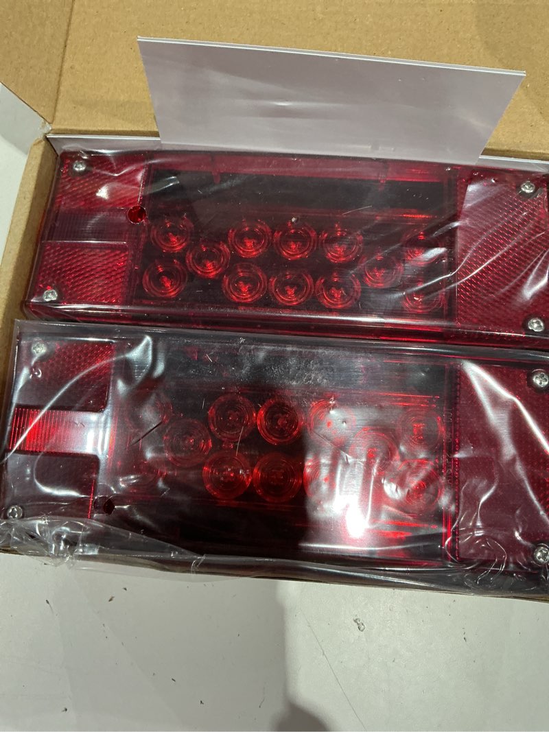 Condition photo showing Good Condition for wellmax 12v led trailer lights, submersible and waterproof low profile rectangular tail lights for rv, marine, boats, trailers