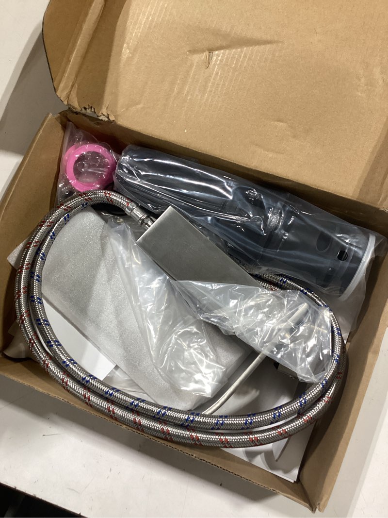 Condition photo showing Good Condition for ryuwanku bathroom faucet brushed nickel modern waterfall bathroom sink faucet with single handle suitable for 1 or 3 holes,supply deck plate and hose brushed nickel short