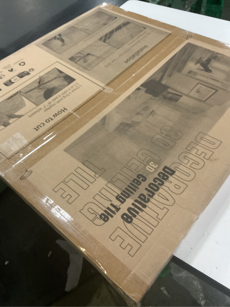 Condition photo showing New/Like New for Art3d PVC Ceiling Tiles, 2'x2' Plastic Sheet in Black (12-Pack) 24"x24" Black 12