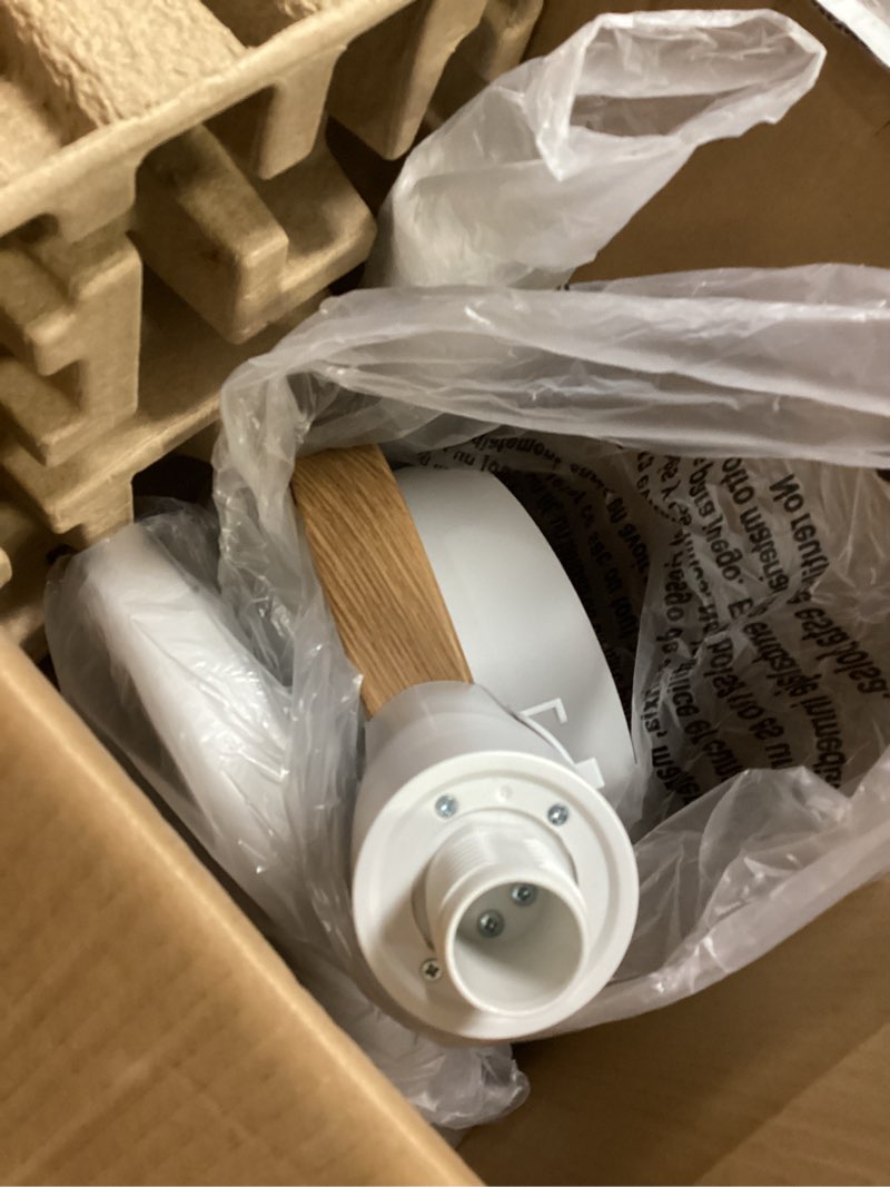 Condition photo showing As Is for better homes & gardens 8 inch air circulator pedestal fan, juliet collection, white and light honey