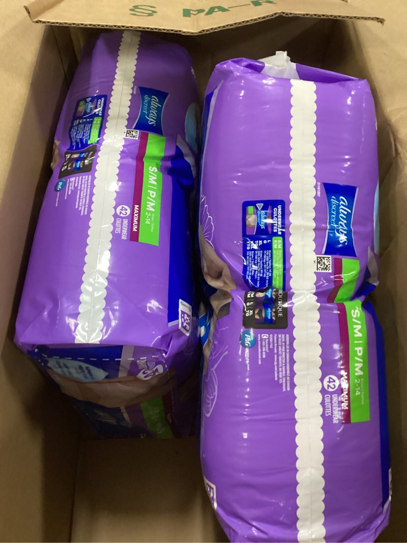 Condition photo showing New/Like New for Always Discreet Adult Postpartum Incontinence Underwear for Women - Maximum Protection - S/M 84count