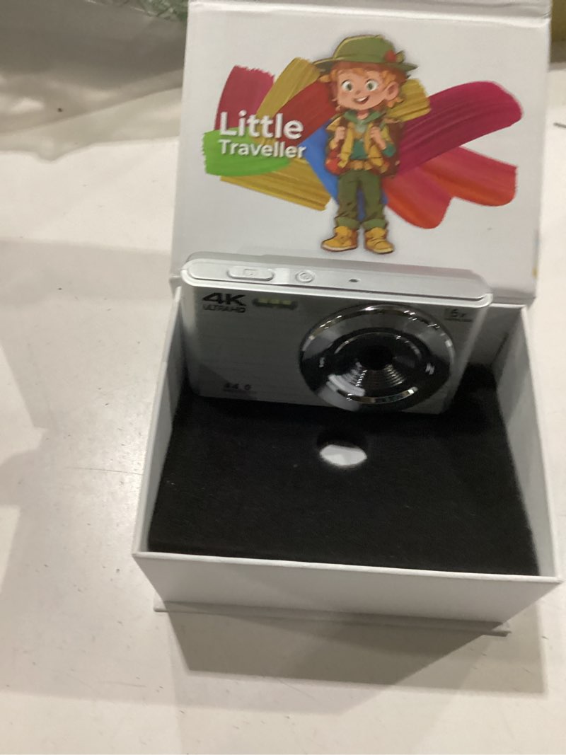Condition photo showing New/Like New for Digital Camera, FHD 4K 44MP Digital Camera, 16X Digital Zoom, Digital Point and Shoot Camera with 3-LED Fill Lights, 64GB SD Card, Compact Camera for Kids Teen Boys Girls, Sliver