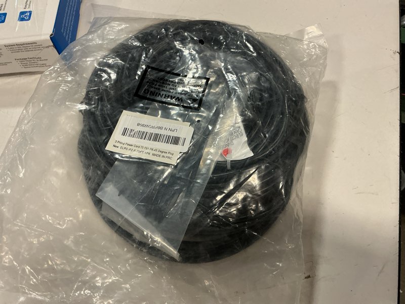 Condition photo showing Good Condition for Elecan 3 Prong S Flat Plug Replacement Power Cord 75 FT-45 Degree Angled Plug-Low Profile Heatproof Flexible Durable AC Device Power Cable for Appliance, PC, TV, ETL 18AWG 125V 10A, with Ties 75FT Flat Male to Straight Female