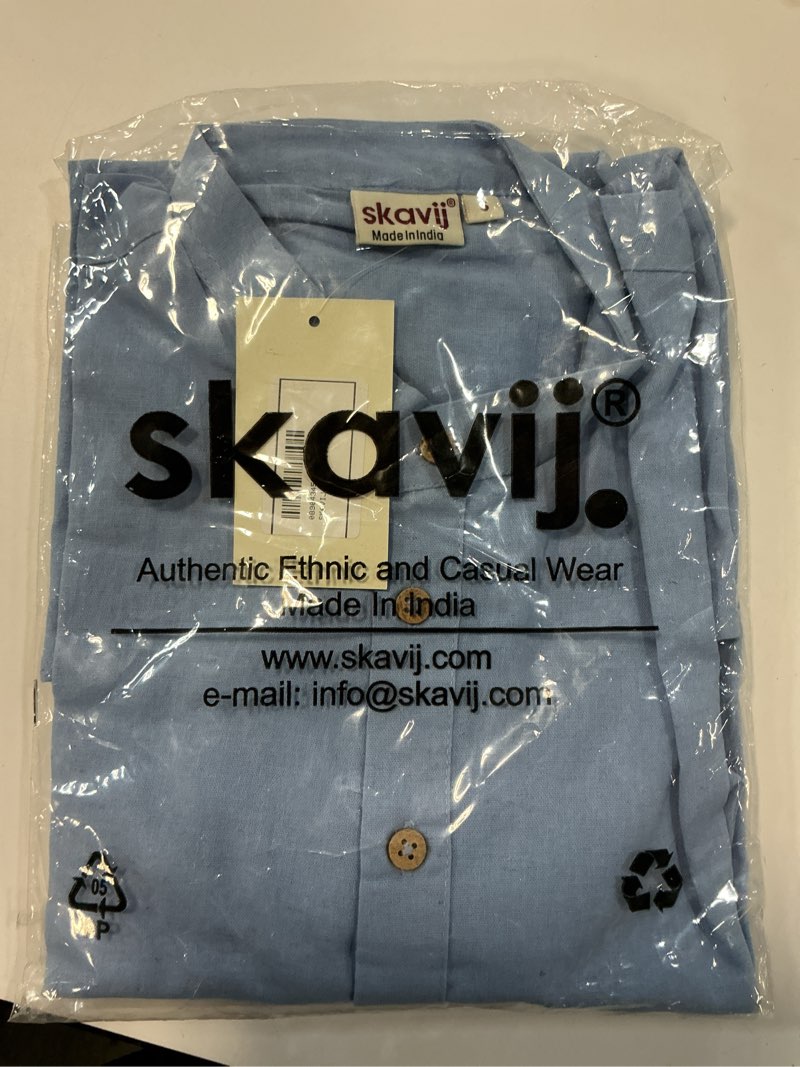 Condition photo showing New/Like New for skavij men's cotton kurta long sleeve casual henley shirt size s 