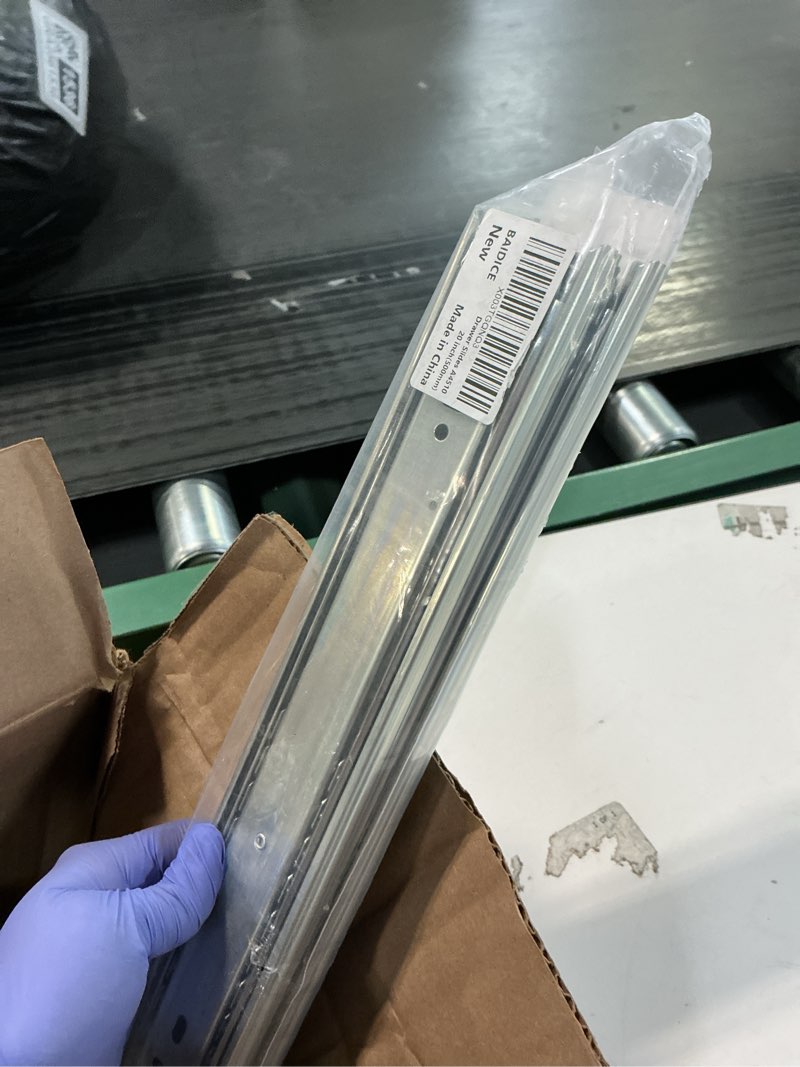 Condition photo showing Good Condition for 1 Pair Full Extension Ball Bearing Drawer Slides 8 10 12 14 16 18 20 22 24 Inch 100 LB Load Capacity Side Mount File Cabinet Rails Dresser Metal Runner Trash Can Kitchen (20 inch, Sliver) 20 Inch Silver-1 Pair