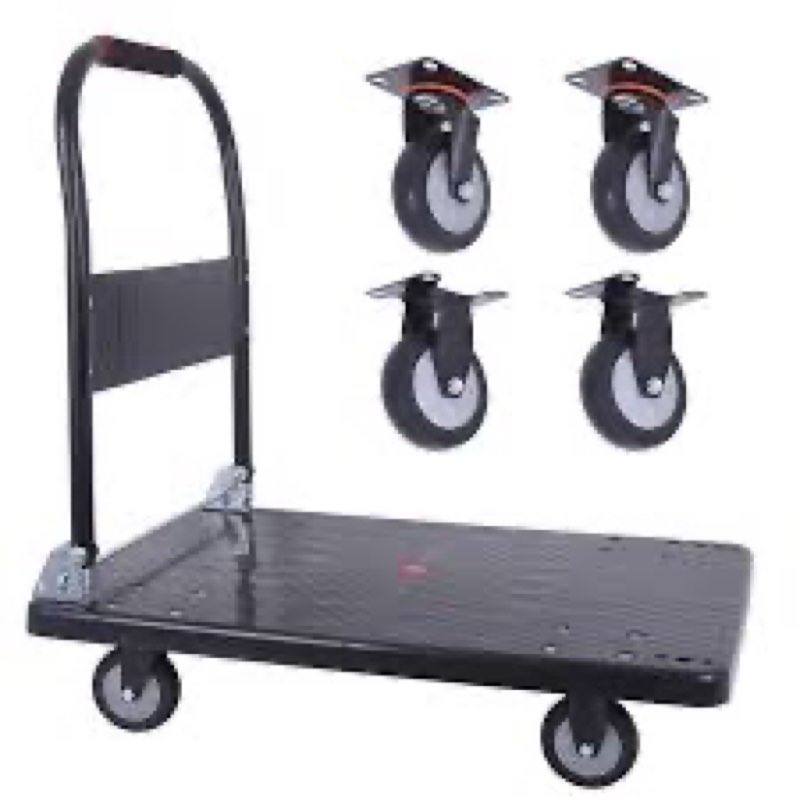 Bhaerynden Folding Platform Hand Truck, 660 lb Push Cart Dolly with Quiet Wheels, 35.0 x 21.7 in, Gr