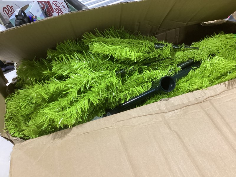 Condition photo showing Good Condition for 6FT Large Artificial Christmas Tree Xmas Holiday Whimsical Pre-Lit Green Tree with 100 LED String Lights for Indoor & Outdoor Christmas Party Decor for Home Office Bendable and Portable