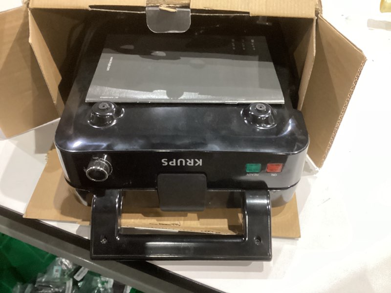 Condition photo showing Good Condition for KRUPS 4-Slice Belgian Waffle Maker: Stainless Steel, 5 Browning Levels, Audible Ready Beep, Removable Plates, 1200W, Silver/Black, Large Waffle Maker Family Size, Great for Family Breakfasts