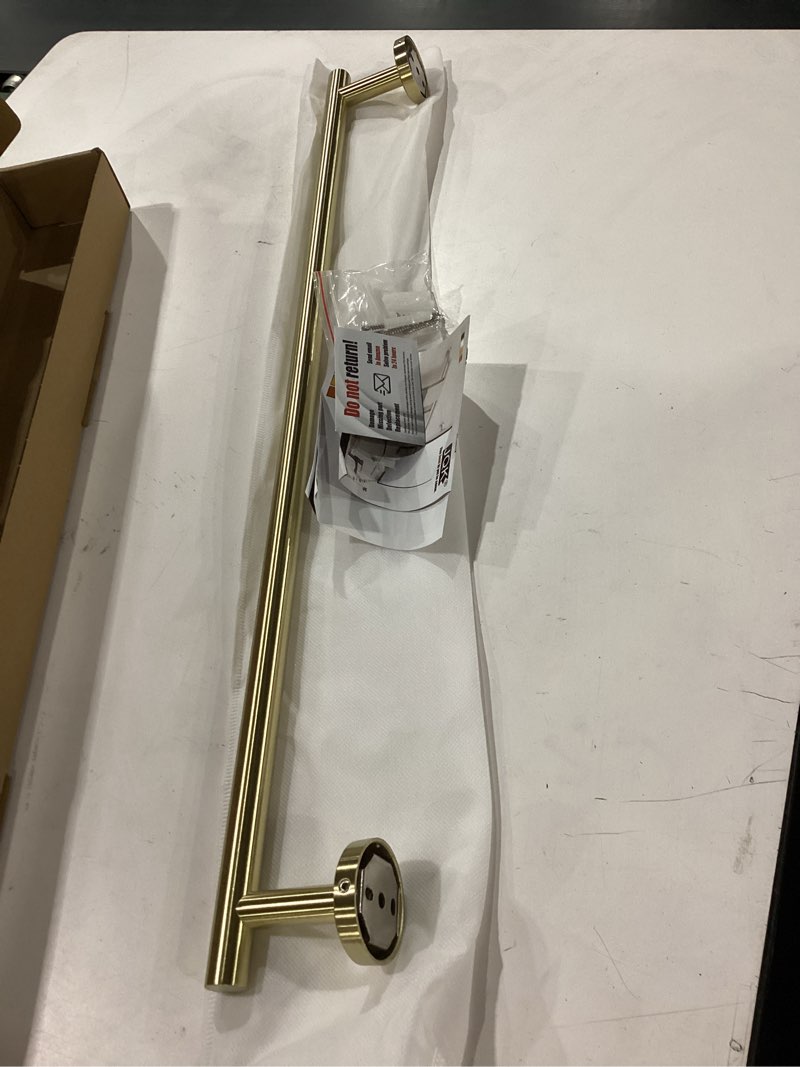 Condition photo showing New/Like New for jqk bath towel bar, 27 inch brushed light gold towel rack bathroom, 304 stainless steel thicken 0.8mm towel holder wall mount, useable length 24 inch, tb110l24-bg gold 27 inch