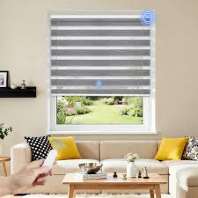 Grandekor Motorized Zebra Blinds with Remote Control,Smart Zebra Blinds for Windows,Electric Zebra S