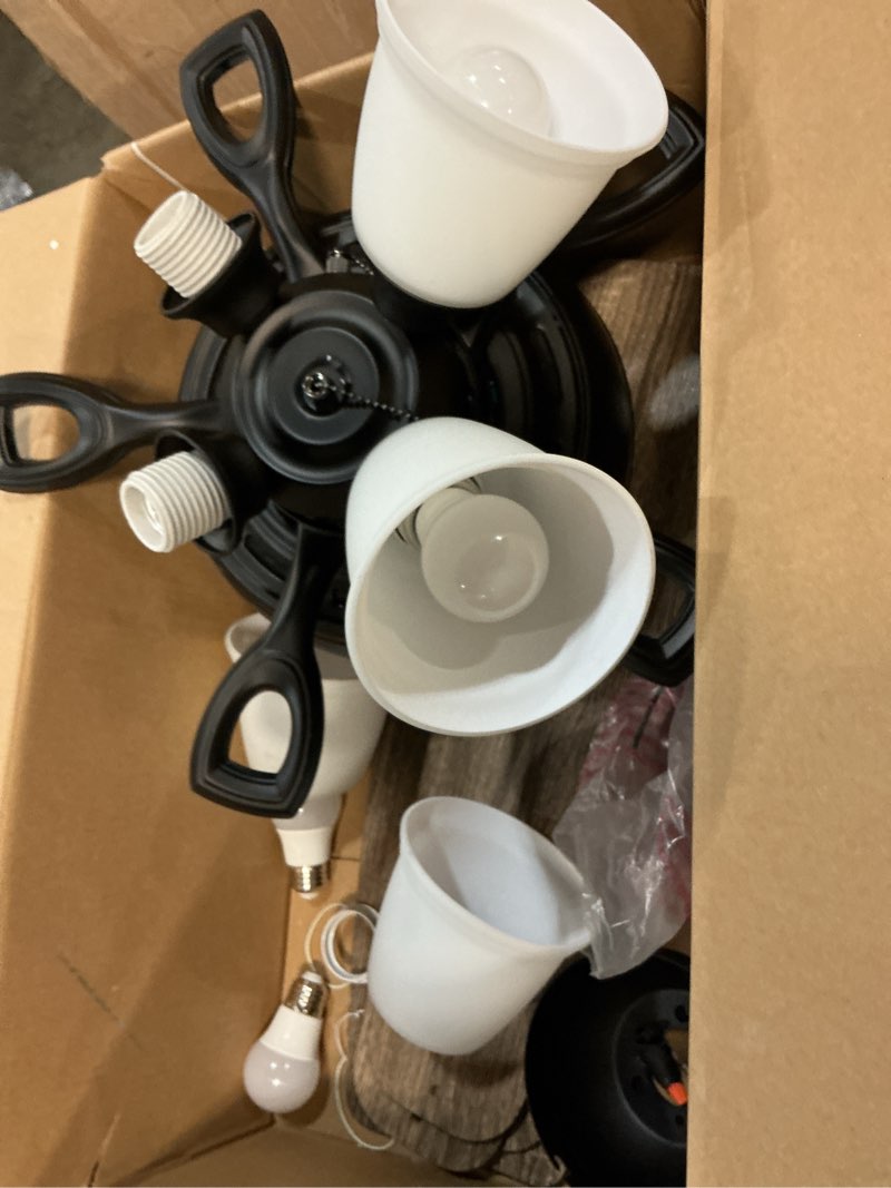 Condition photo showing As Is for  Harbor Breeze Notus 52-in Matte Black with Matte black/rough pine Blades Ceiling Fan With Light