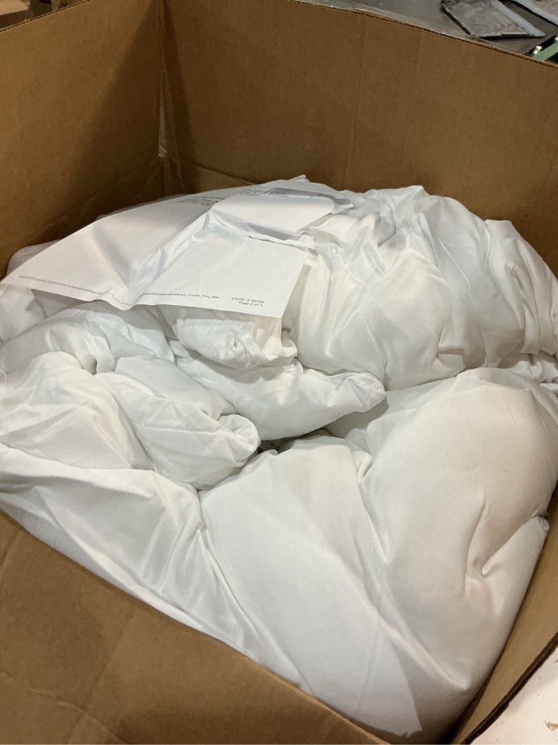 Condition photo showing As Is for andency white oversized king comforter set (120x98inch), 3 pieces lightweight pinch pleat cal king bedding comforters & sets, oversized pintuck soft fluffy down alternative bed set for all season white oversized king(120"x98")