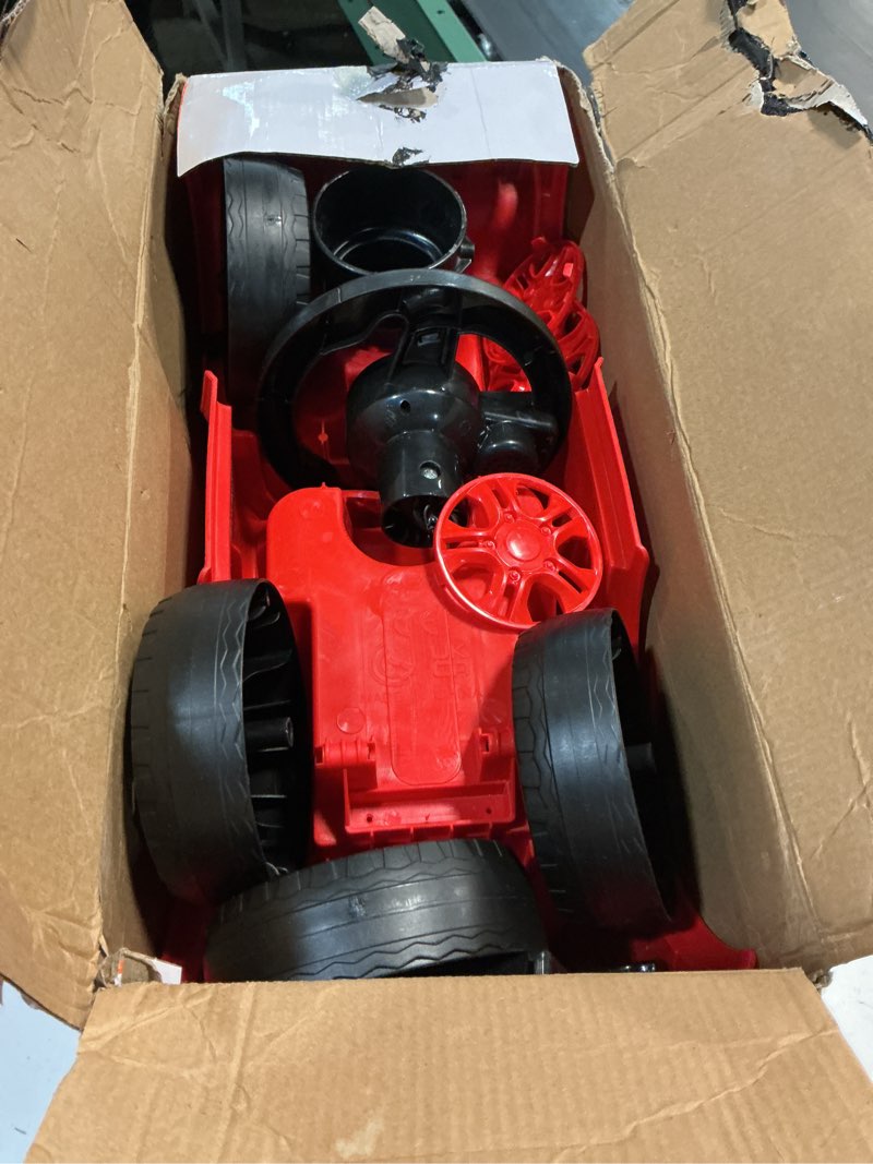 Condition photo showing As Is for 2026 upgrade toddler ride on toys with under seat storage, ride on fire truck with music & steering wheel, ride on push car for toddlers 1-3 years, red red with music