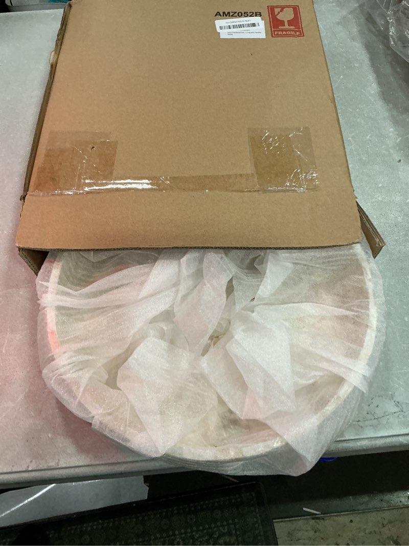 Condition photo showing New/Like New for chi an home 12.6 inch capiz shell round decorative tray with handles, large round decorative tray for coffee table decor, decorative tray for living room, dining table centerpiece (ivory) ivory round