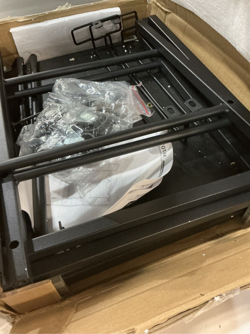 Condition photo showing Good Condition for TUTOTAK Bar Cart, Home Bar Serving Cart with 3-Tier Shelf, Drink Cart with Wine Rack, Glass Holder, Rolling bar carts for The Home, Living Room, Brown V1BC01BK035 Black Engineered Wood