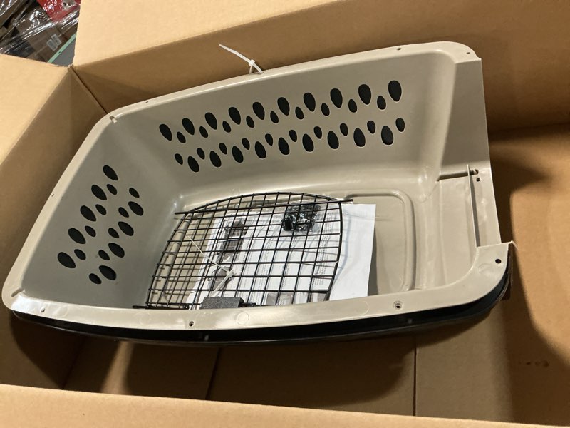 Condition photo showing Good Condition for Petmate Vari Dog Kennel Portable Carriers & Crates for Smaller Dogs or Puppies and Pets 10 to 20 lbs, Airline-Friendly Plastic Pet Carrier For Home and Travel, 24" Long, Taupe & Black, 24” x 16.7” x 14.5” 24.0"L x 16.7"W x 14.5"H Kennel Only