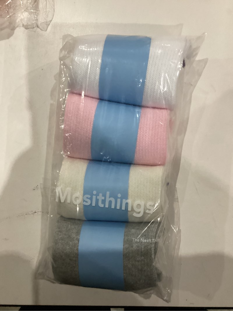 Condition photo showing New/Like New for Women's Slouchy Socks Soft Casual Calf Socks Retro Scrunch Crew Socks 3/4 Pairs Small Beige&white&grey&pink