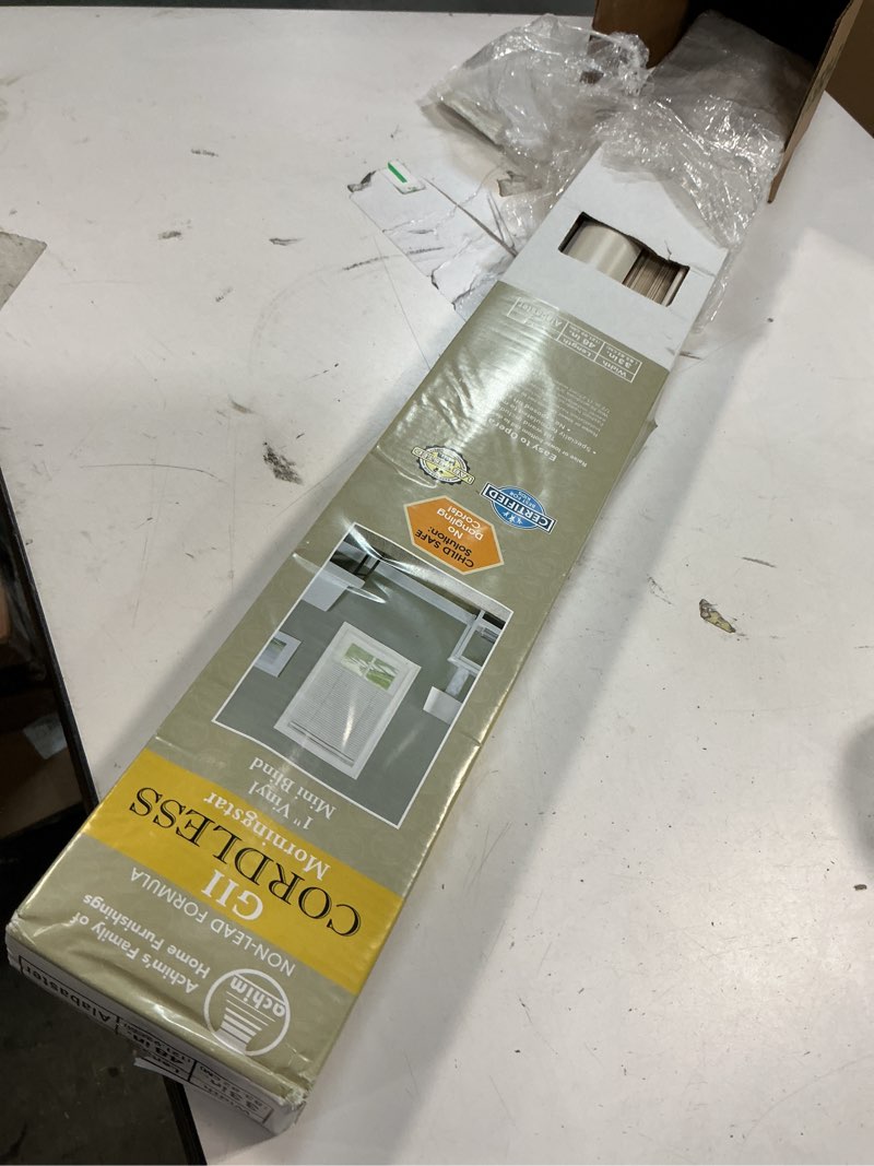 Condition photo showing Good Condition for Cordless Light Filtering Mini Blind - 33 Inch Width, 48 Inch Length, 1" Slat Size - Alabaster - Cordless GII Morningstar Horizontal Windows Blinds for Interior by Achim Home Decor 33"W x 48"H Alabaster