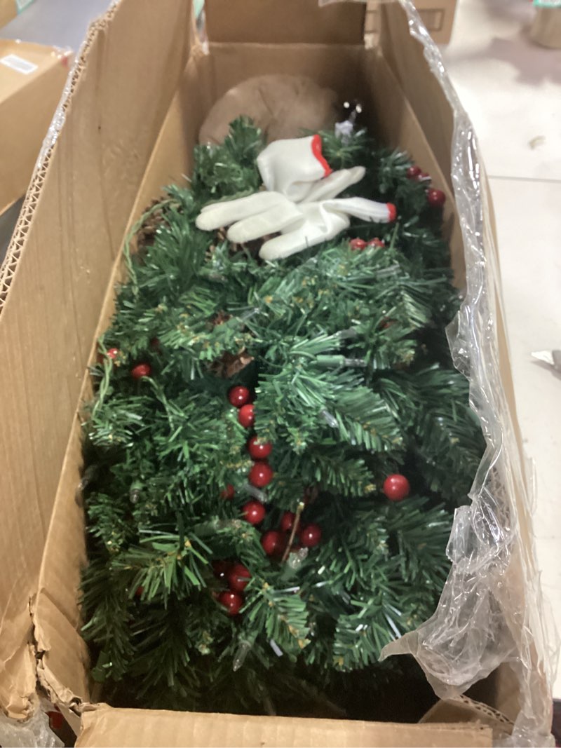 Condition photo showing Good Condition for 4FT Prelit Christmas Tree, Artificial Tabletop Xmas Tree, Small Christmas Tree Pre-Decorated with Pinecones and Berries (150 Clear Warm Lights and Realistic 380 Thicken Tips, Cloth Bag Base)
