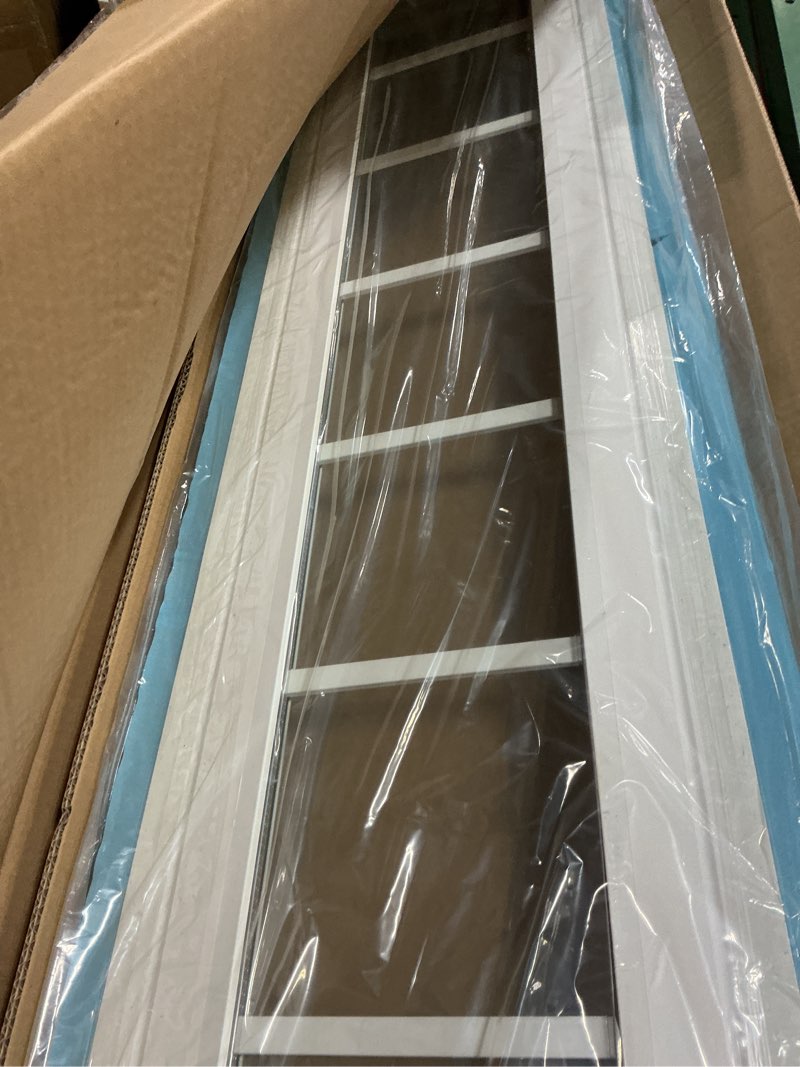Condition photo showing Good Condition for vinyl transom window, 10" x 48" double pane household fixed window with grids and tempered glass for house, above doors, garage, hallways(white) 10" x 48" white