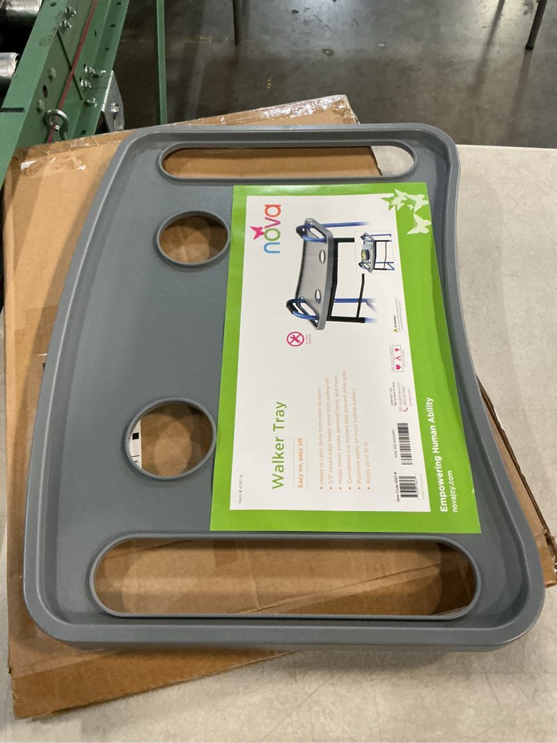 Condition photo showing Good Condition for nova walker tray, food tray with 2 cup holders for folding walker, fits on most folding walkers
