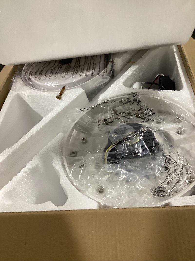 Condition photo showing Good Condition for hounberi 46 inch low profile ceiling fan with light, modern flush mount ceiling fans for low ceilings, quiet dc motor bedroom fan, 3cct dimmable, reversible blades, high airflow, energy saving, white white 46 inch