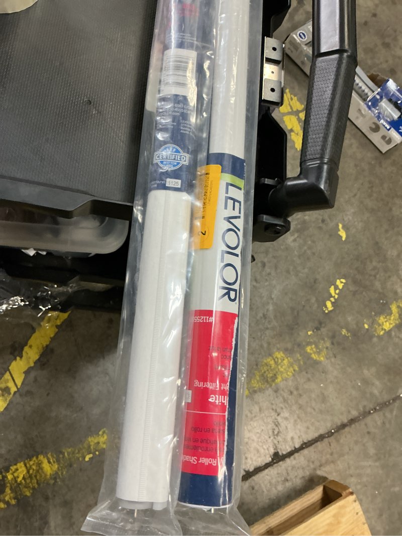 Condition photo showing As Is for levolor 37-in x 72-in white light filtering cordless roller shade 2 pack