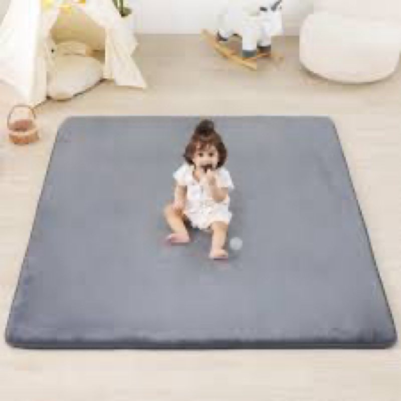 papamat 1.3" thick baby floor play mat 50x50, basic padded foam mat for tummy time crawling, non sli