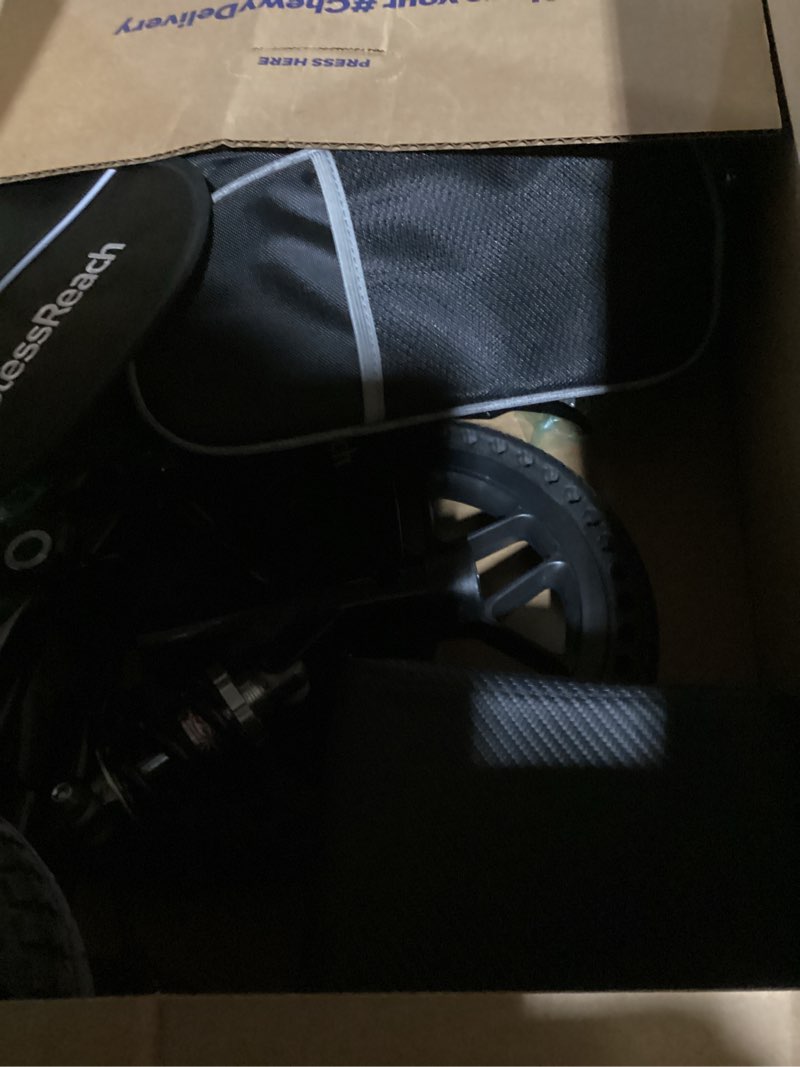 Condition photo showing New/Like New for 350 lbs capacity foldable all terrain knee scooter walker - economical foot injury crutch alternative - black