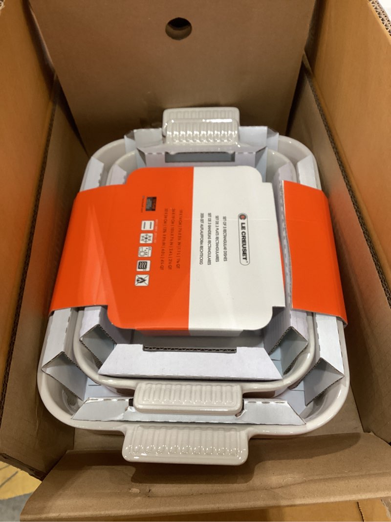 le creuset stoneware heritage set2 rectangular dishes, peche