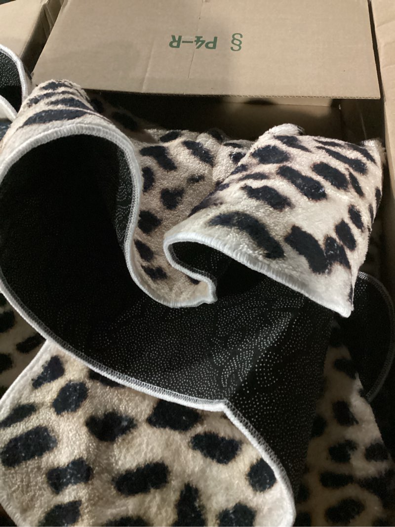 Condition photo showing item condition for Leopard Print Rug, Faux Cowhide Cheetah Skin Rug Animal Printed Area Rug Carpet for Home Office, Livingroom, Bedroom Leopard Print 2 - 39.4 X 37.4in