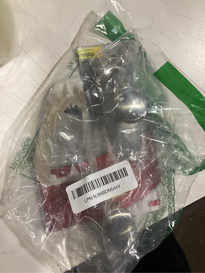 Condition photo showing As Is for Command 5 lb Large Brushed Nickel Metal Hooks, 2 Coat Hooks and 4 Command Strips, Damage-Free Hanging with Adhesive, Great for Christmas Decorations