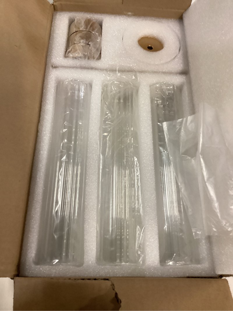Condition photo showing New/Like New for Glasseam Hurricane Glass Candle Holders: Gold Taper Candle Holders Set of 6 Tall Candle Stick Holder with Ribbed Glass Cylinder Sleeve Modern Candlestick Holder for Table Centerpiece Christmas Decor