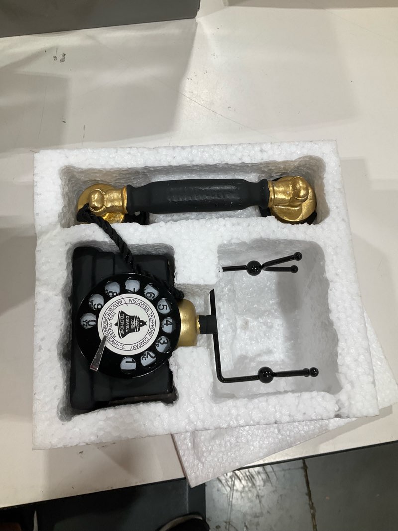 Condition photo showing Good Condition for retro phone model small creative european resin rotary dial telephone, coffee shop, bar, showcase, home decoration props