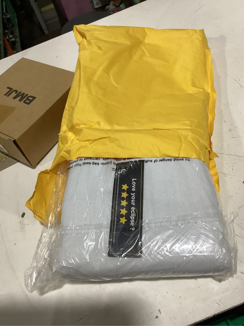 Condition photo showing New/Like New for eclipse pembroke 100% blackout, faux linen grommet window curtains, 84 in long x 42 in wide, thermal insulated and noise reducing curtains for living room, bedroom, 2 curtain panels, white, 84" x 42" white 42"w x 84"l (pack of 2)