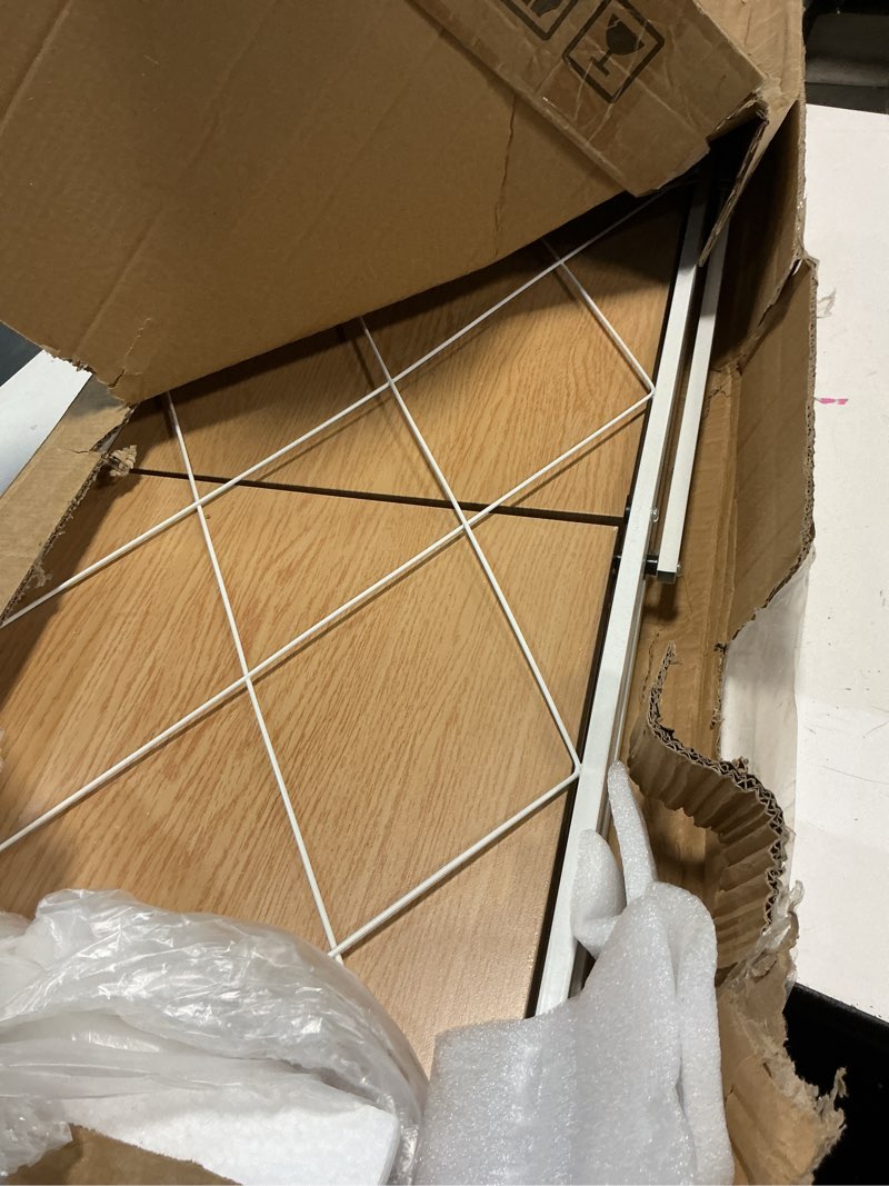 Condition photo showing Good Condition for 5-Tier Foldable Storage Shelves with Wheels, Folding Metal Shelf Unit, Folding Bookshelf no Assembly, Collapsible Shelves for Craft Shows for Kitchen, Bedroom, Living Room, Natural Natural 5 Tiers