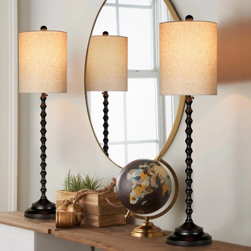 Buffet Lamps, Table Lamps Set of 2-30" H Tall with Sturdy Metal Bases & Textured Linen Shades - UL Certified, Ideal for Creating a Cozy Vibe in Living Rooms, Dining Rooms & Entryways