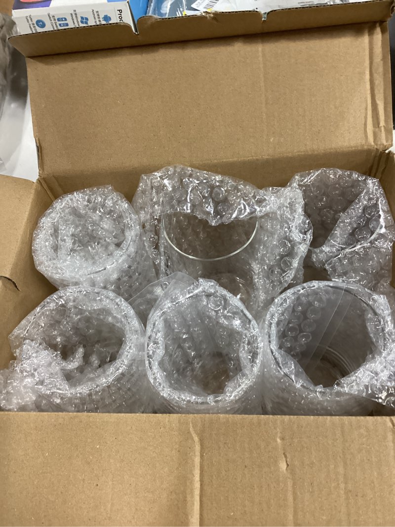 Condition photo showing New/Like New for Water Glasses Set of 6, 18.3oz Large Drinking Glasses, Clear Crystal Lightweight Glass cups, Glassware Set for Juice,Iced Tea,Mojito,kitchen and bar,Gifts for Christmas 6Pcs 18.3oz