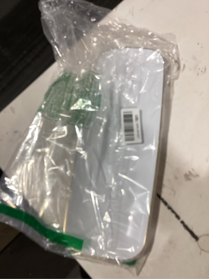 Condition photo showing As Is for R-kay 4 Pack White Plastic Serving Trays for Party - White Serving Tray 17 by 6.5 in - Rectangular Heavy Duty Dessert Trays for Food 17 Inch White