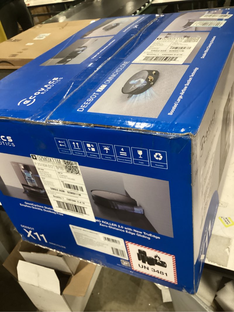 Condition photo showing Good Condition for ECOVACS DEEBOT X11 OmniCyclone Robot Vacuum and Mop, PowerBoost Charging, OZMO Roller 2.0 Instant Self-Washing Mop, 19,500Pa Blast Suction, Bagless OmniCyclone Station, AIVI 3D Smart Navigation