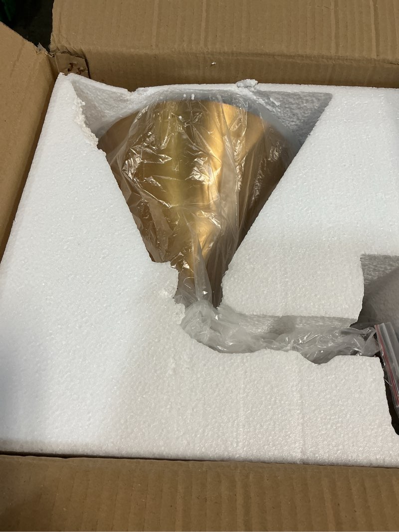 Condition photo showing New/Like New for Retro Industrial Metal Cone Sconce Light - Vintage Inspired Modern Brass Wall Sconce with Metal Shade, Wall Mount Lighting for Bedroom, Hallway, Living Room (10.5“W x 10.5" L x 12.5" H Brass) Brass 11 inch