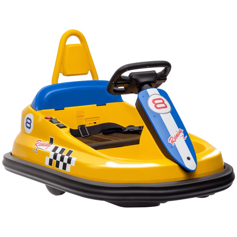 Aosom Bumper Car for Kids, 360° Rotation 6V Electric Ride On Bumper, Yellow