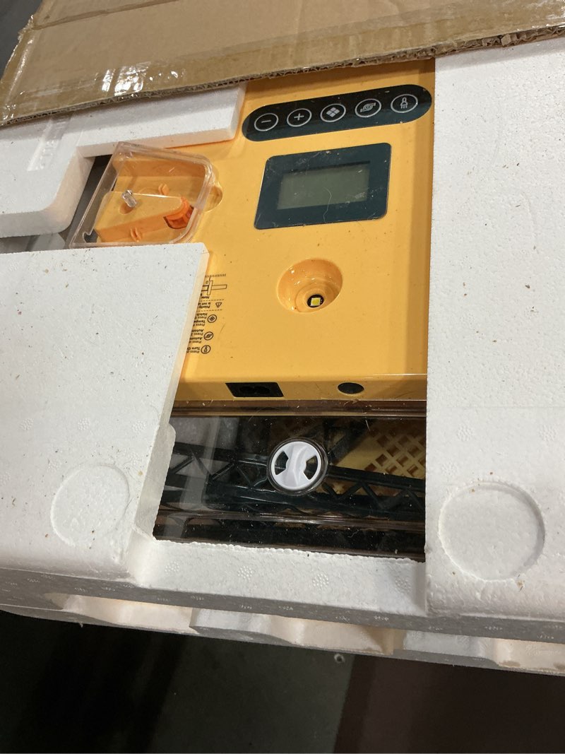 Condition photo showing As Is for Incubators for Hatching Eggs, 56 Eggs Incubator with Egg Candler, Auto Egg Turner, Temp & Humidity Control, Hatch Day, 360° Viewing for Chicken, Duck, Quail Eggs, Ideal for Farm, School and Lab