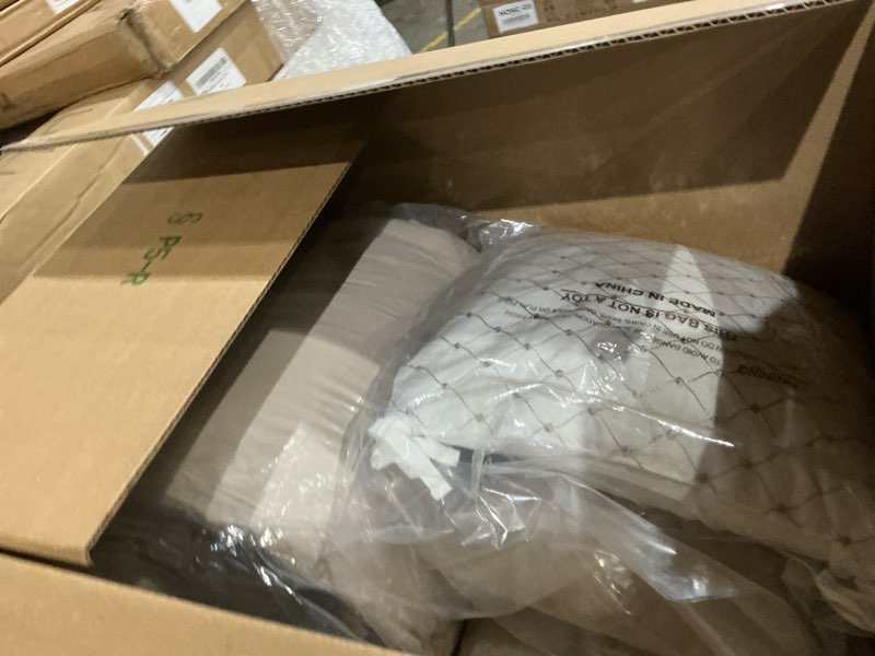 Condition photo showing Good Condition for madison park cal king comforter set, farmhouse comforter, lace & pintuck design, down alternative, all season bedding set, bed skirt, shams & decor pillows, taupe 7 piece taupe california king