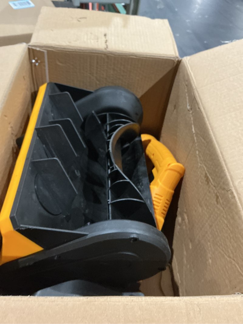 Condition photo showing As Is for cordless snow shovel compatible for dewalt 20v battery, 20ft throw distance?12.5 inch electric snow blower with adjustable front handle for driveway?3.0 ah battery & charger included