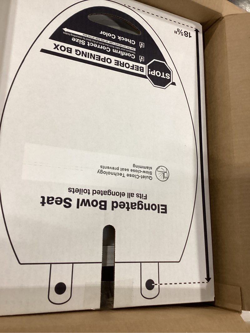 Condition photo showing Good Condition for Kohler K-20110-0 Brevia Elongated Toilet Seat with Grip-Tight Bumpers, Quiet-Close Seat, Quick-Attach Hardware, White