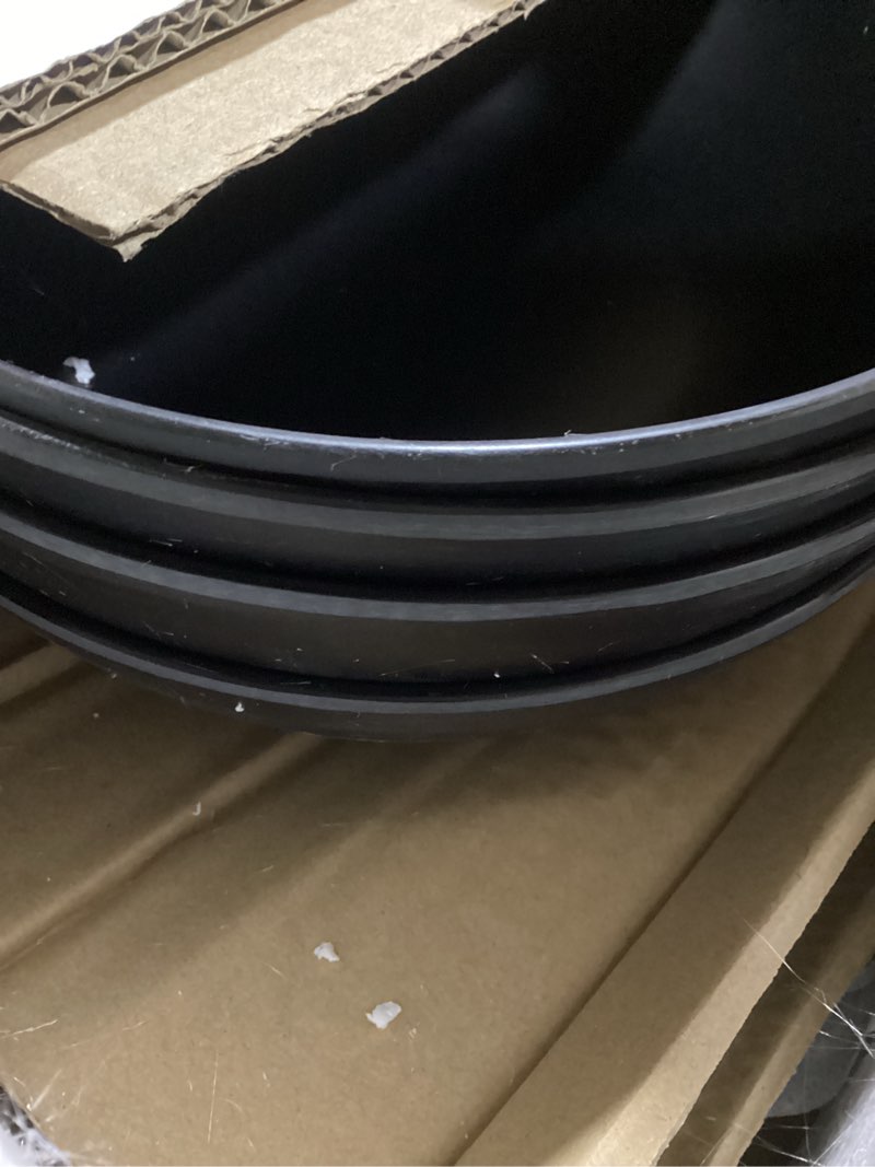 Condition photo showing Good Condition for Dinnerware Sets 12 pcs Black Plates and Bowls Sets Melamine Plates Indoor and Outdoor use Matte Black Dish Set Plate Set for 4 Dishwasher Safe(Round) Black Round