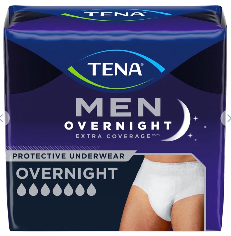 TENA Men Overnight Underwear, Extra Coverage, L/XL, 48 Count