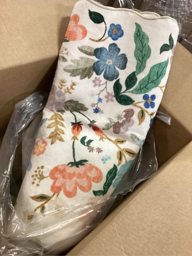 Condition photo showing Good Condition for 2x10 Washable Hallway Runner Rug: Long Floral Scalloped Soft Runners for Kitchen Entry Thin Non Slip Bathroom Nursery Floor Mat Water Resistant Low Pile 10ft Carpet for Living Room Bedroom(2x10,Cream) 2' x 10' (Rectangular) Cream/Floral