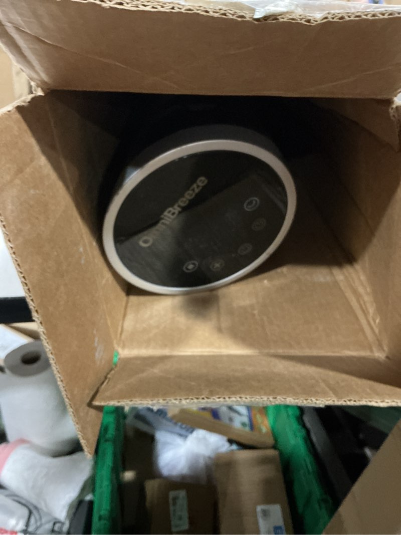Condition photo showing As Is for omnibreeze 36  4-speed oscillating tower fan  electric household fan